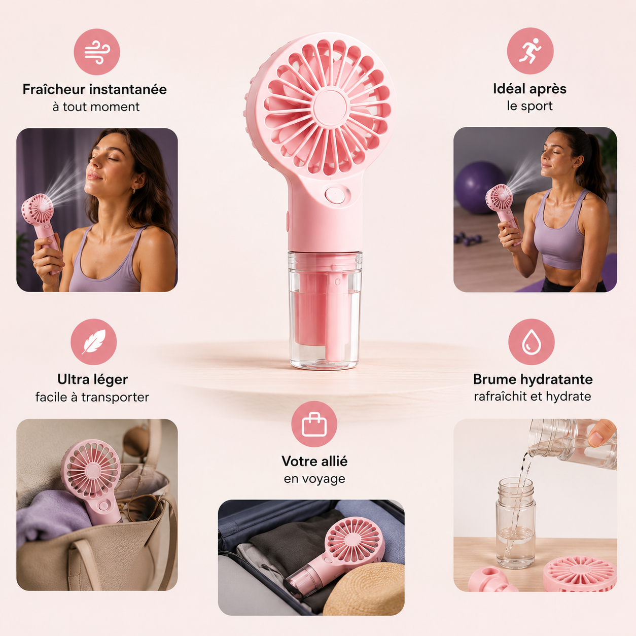  Ventilateur Brumisateur Portatif Nairel caractéristiques