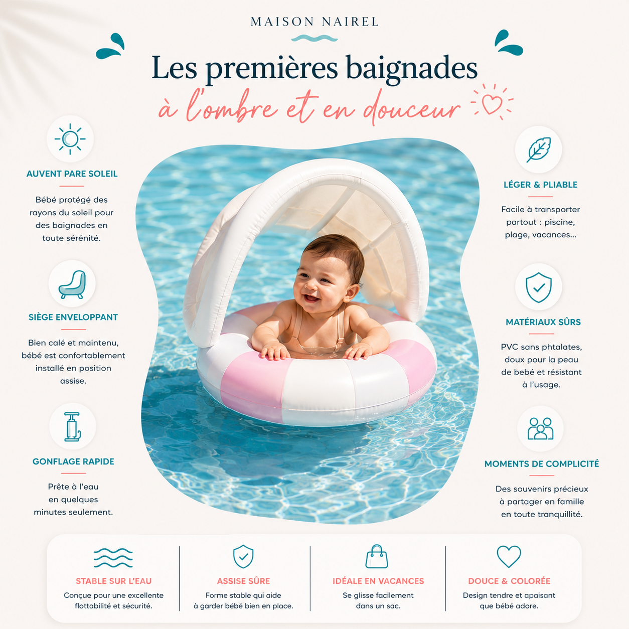 Bouée Bébé à Ombrelle Nairel