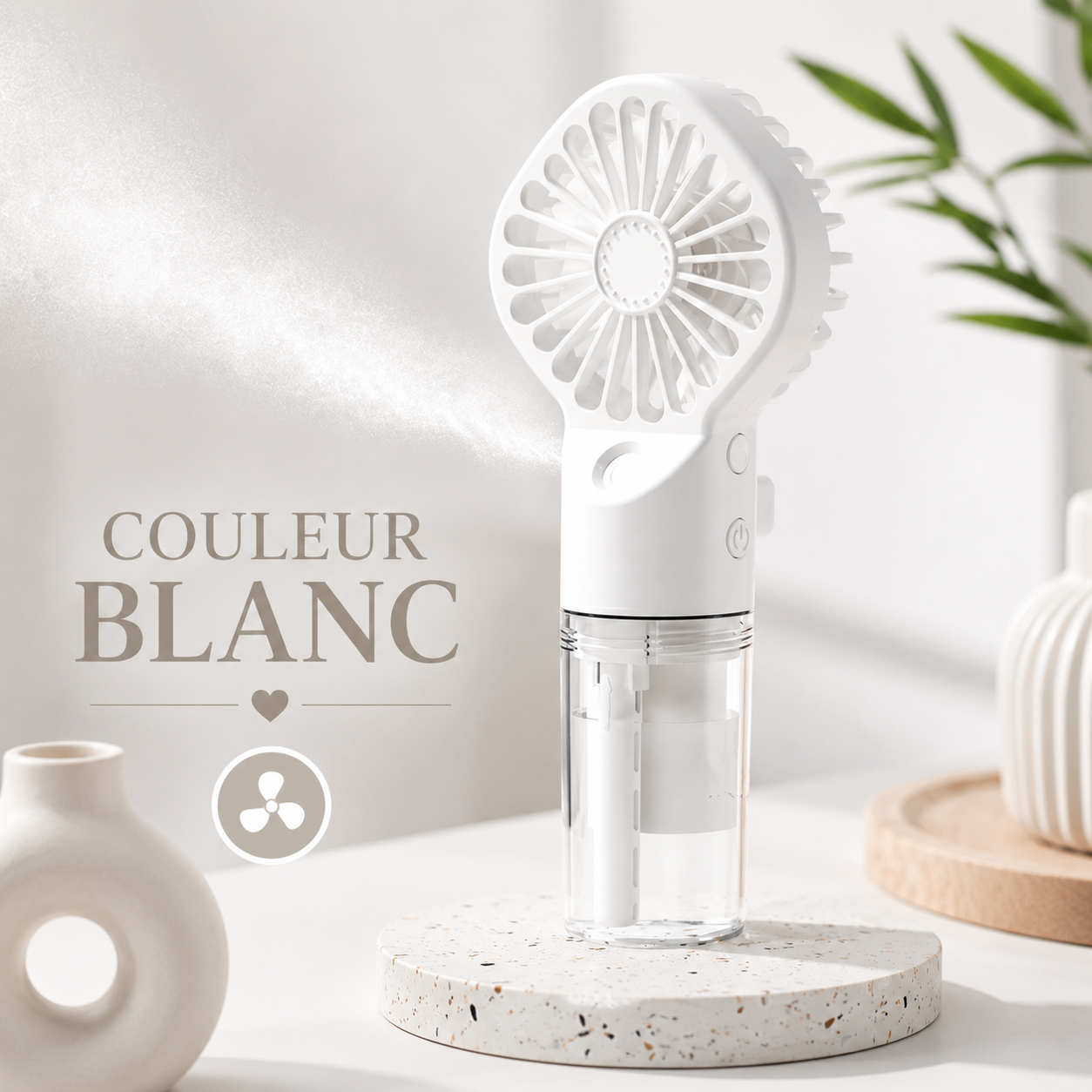Ventilateur Brumisateur Portatif Nairel coloris blanc